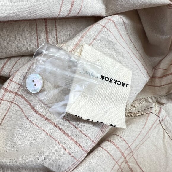 Jackson Rowe Beau Plaid Button-Up Oversized Shirt Dress Beige Size Medium NWOT - Picture 13 of 13